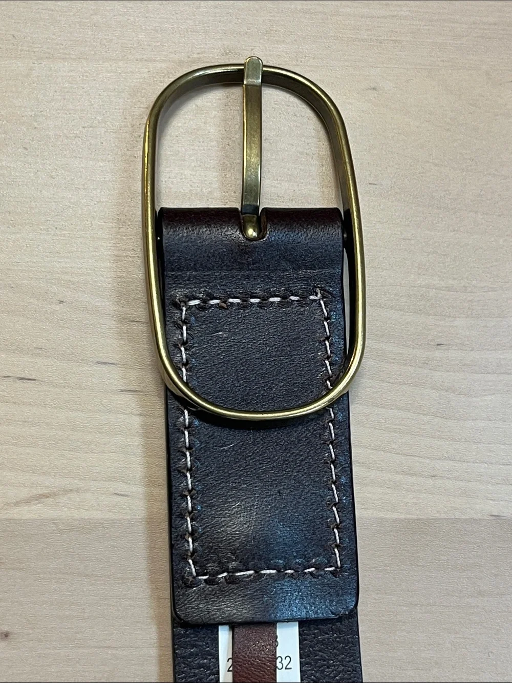 DULUTH Trading Co. Dark Brown Lear Belt w/ Oval Brass Buckle Women’s Large